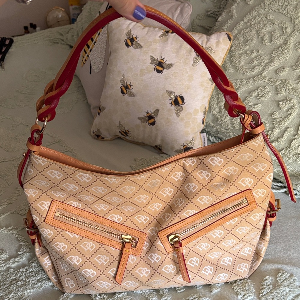 Dooney & Bourke Tan and Red Signature Bag